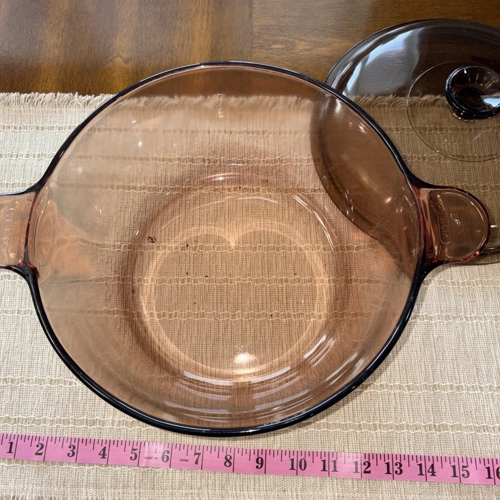 Corning AMBER VISIONS  4.5 L Serving Bowl and Lid Corning USA With Steam Basket